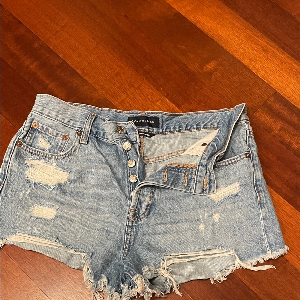 Aeropostale Light Blue Distressed Jean Shorts